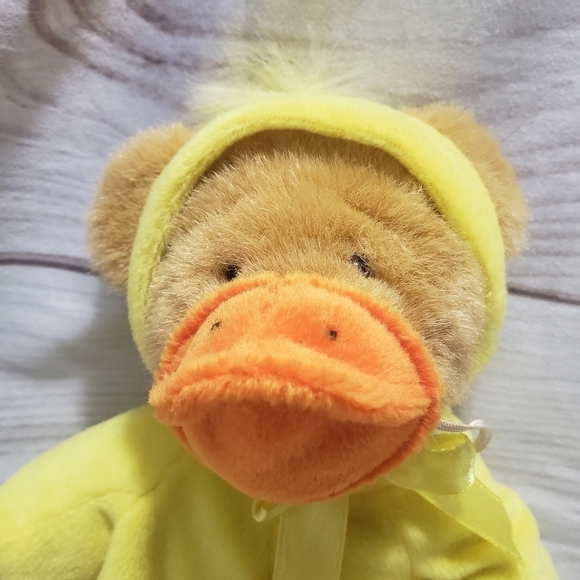 Ganz Wee Bear Village Quacks Teddy Bear In Duck Costume 10" Plush Stuffed Animal - Picture 2 of 9